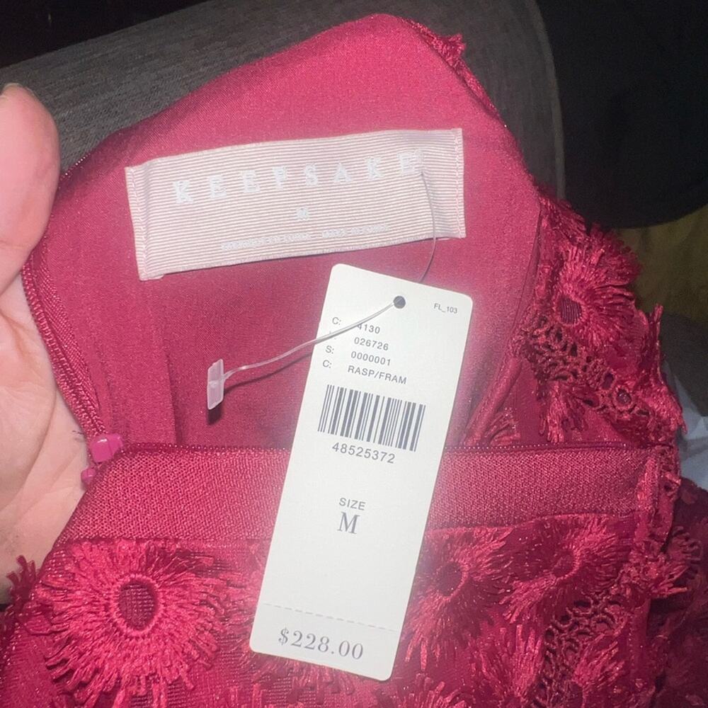 NWT ANTHROPOLOGIE KEEPSAKE Rosabelle mini dress in raspberry M - Picture 4 of 10